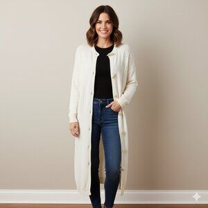 One Teaspoon Sorrento Knit Long Cardigan Sweater Duster Maxi Cream Cotton